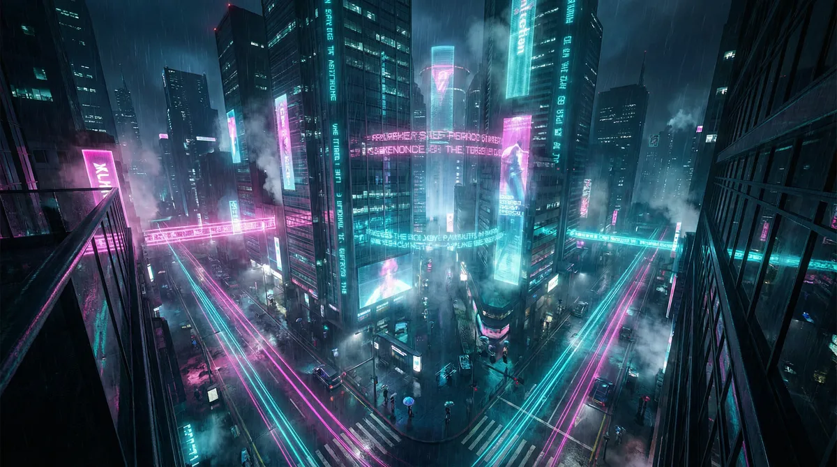 双十一活动时间 竖屏短剧平台首页背景 - 赛博朋克都市夜景
